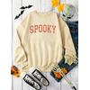 3 İplik Bej Spooky Baskılı Unisex Sweatshirt