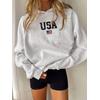 3 İplik Usa Baskılı Gri Unisex Hoodie
