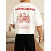 ALWAYS ORGANİC  BASKILI UNİSEX OVERSİZE %100 PAMUK PENYE KUMAŞ
