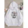 BUNNY BASKILI 3 İPLİK BEYAZ KAPŞONLU SWEAT