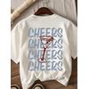 CHEERS  BASKILI UNİSEX OVERSİZE %100 PAMUK PENYE KUMAŞ