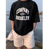 COMPANY BROOKLYN BASKILI UNİSEX OVERSİZE %100 PAMUK PENYE KUMAŞ