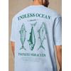 ENDLESS OCEAN INFINITE MIRACLES BASKILI UNİSEX OVERSİZE %100 PAMUK PENYE KUMAŞ