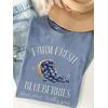 FARM FRESH BLUEBERRIES  BASKILI UNİSEX OVERSİZE %100 PAMUK PENYE KUMAŞ