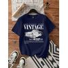 LACIVERT VINTAGE BASKILI UNİSEX OVERSİZE %100 PAMUK PENYE KUMAŞ