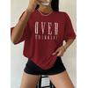 OVER THINKING  BASKILI UNİSEX OVERSİZE %100 PAMUK PENYE KUMAŞ