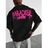 PARADISE BASKILI UNİSEX OVERSİZE %100 PAMUK PENYE KUMAŞ