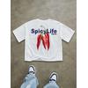 SPICY LIFE BASKILI UNİSEX OVERSİZE %100 PAMUK PENYE KUMAŞ