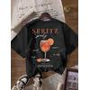SPRITZ SIYAH BASKILI UNİSEX OVERSİZE %100 PAMUK PENYE KUMAŞ